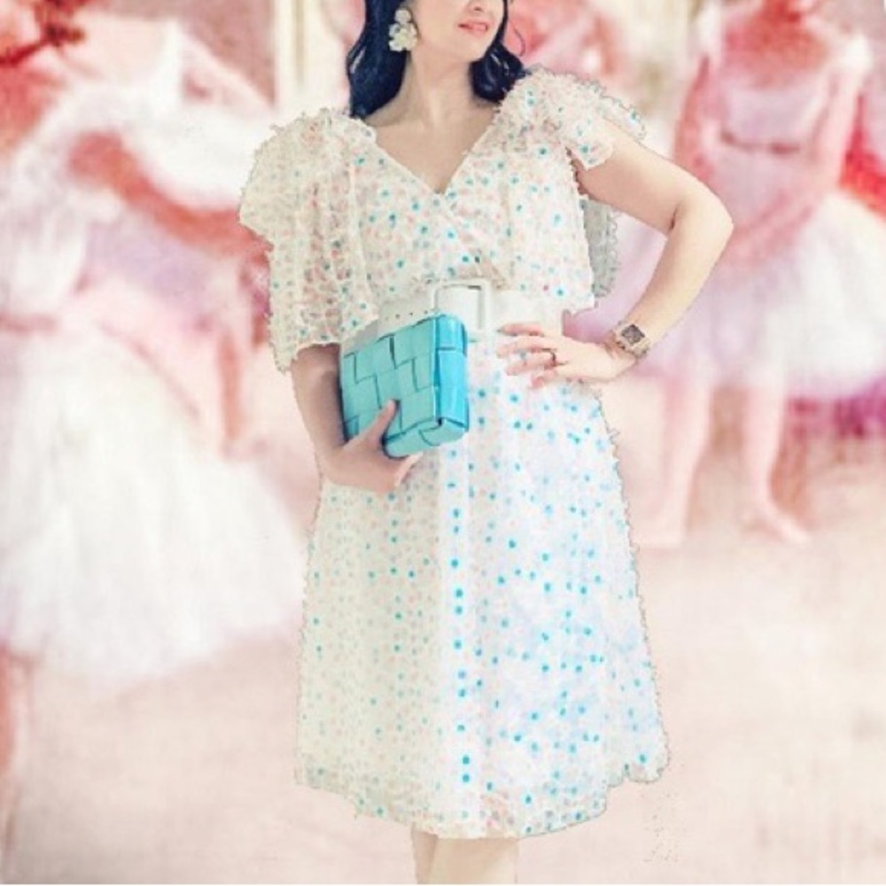 Halogen Pastel Polka Dot Ruffle Dress - Picture 3 of 12